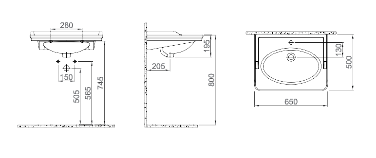 ARTDECO 65 CM ETAJERLİ LAVABO BEYAZ