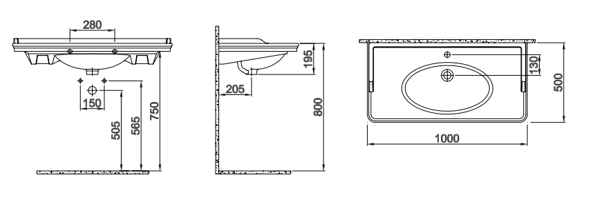 ARTDECO 100 CM ETAJERLİ LAVABO BEYAZ