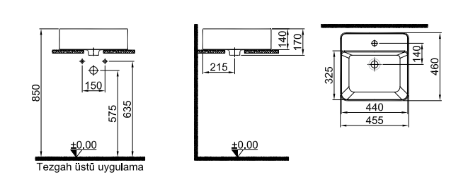 SMARTEDGE 45X45 KARE LAVABO
