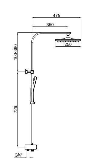 RAIN SQUARE PUSH BUTTON DUŞ BARI